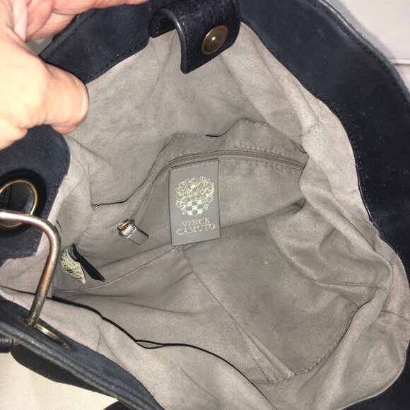 Vince Camuto Yulia Asymmetric Edge Genuine Leather Bag Black - Picture 7 of 9